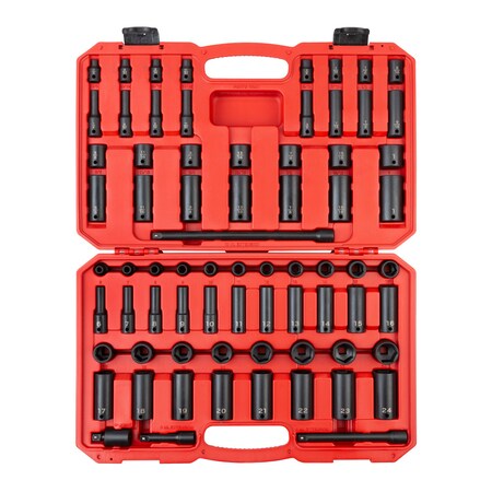 Tekton 3/8 in. Drive 6-pt. Impact Socket Set, 72-pc. (1/4-1 in., 6-24 mm) SID91404